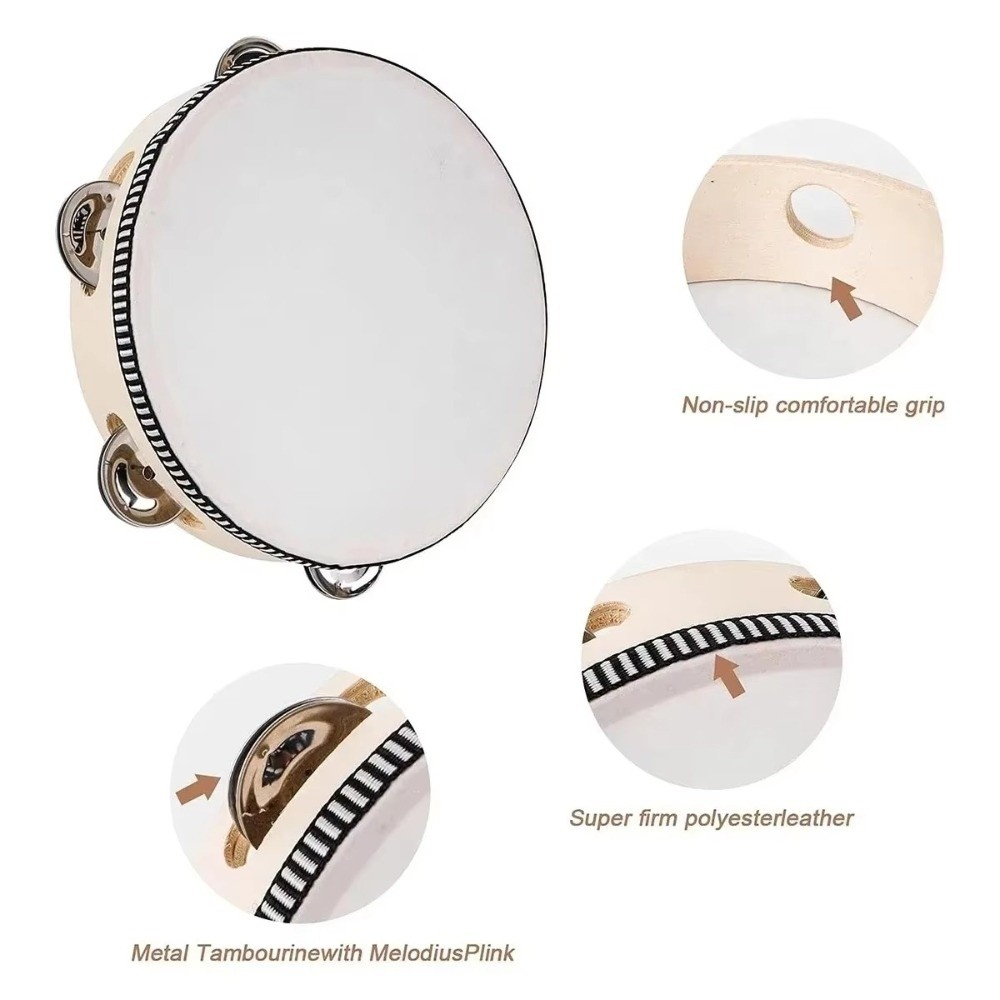 Musical Instrument Tambourine - Tamburo a Mano da 4/6/8/10 Pollici